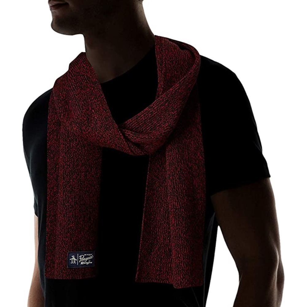 Original Penguin Two Tone Knit Scarf With
Woven Label Branding On Bottom Corner